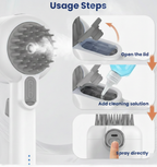 Instructions for using a cleaning device with text on usage steps.