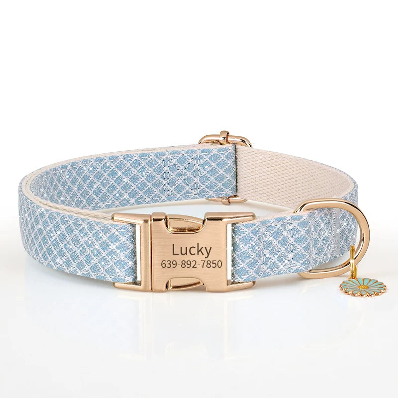 Moca™ Sunflower Personalized ID Nameplate Dog Collar