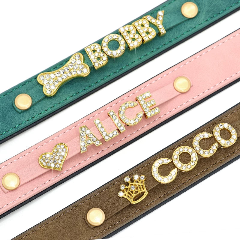 Moca™ Bling-Bling Custom Dog Collars with Name for Small and Medium Dogs