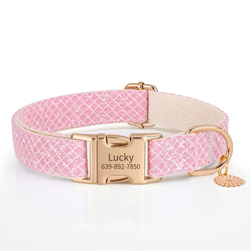 Moca™ Sunflower Personalized ID Nameplate Dog Collar