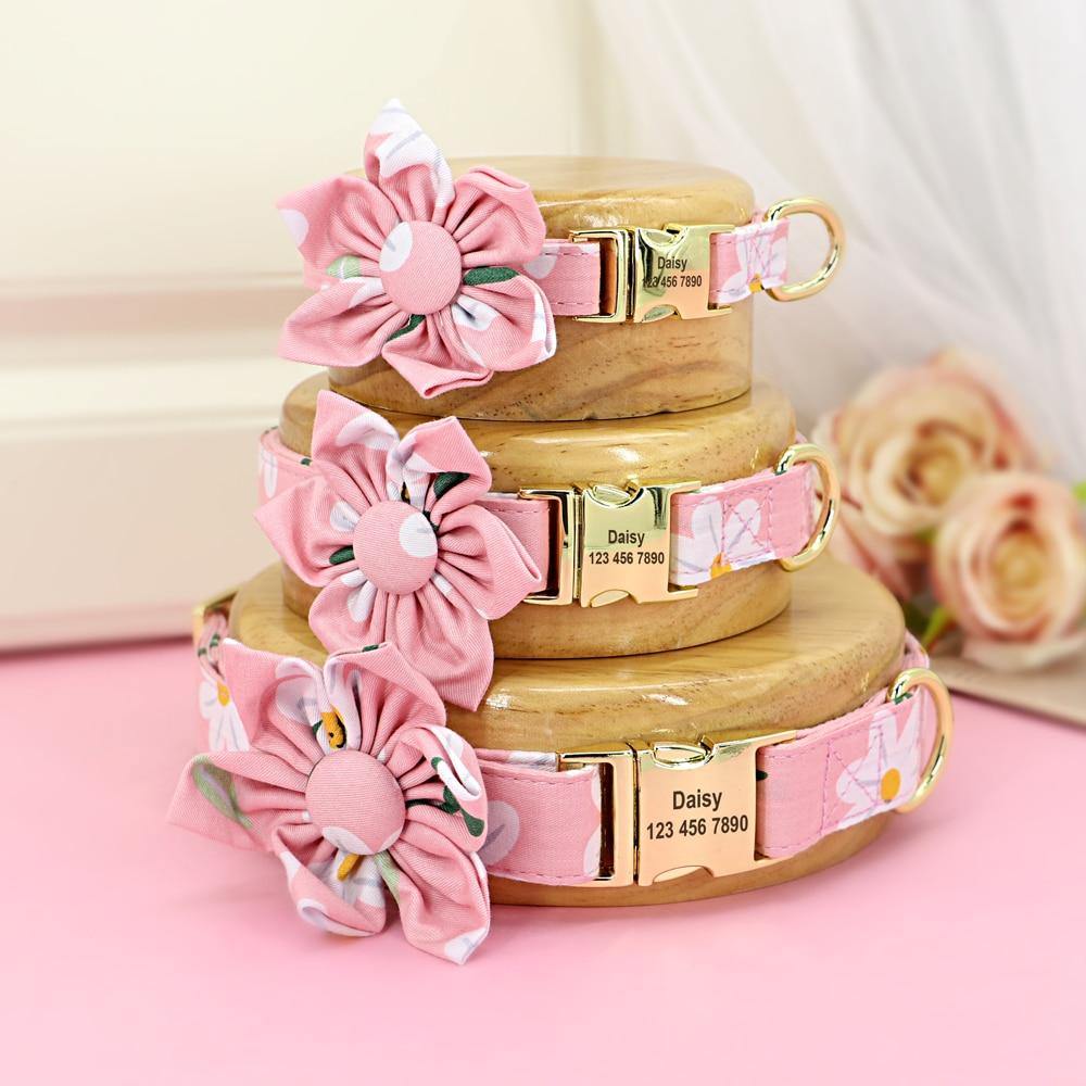 Personalized Floral Dog Collar