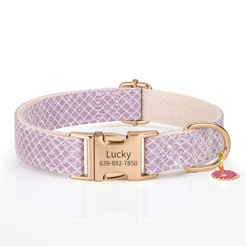 Moca™ Sunflower Personalized ID Nameplate Dog Collar