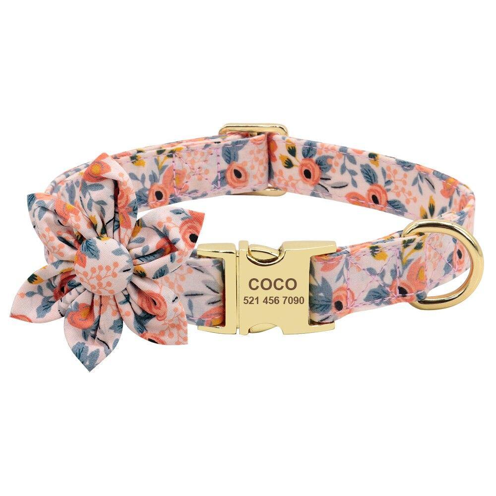 Personalized Floral Dog Collar