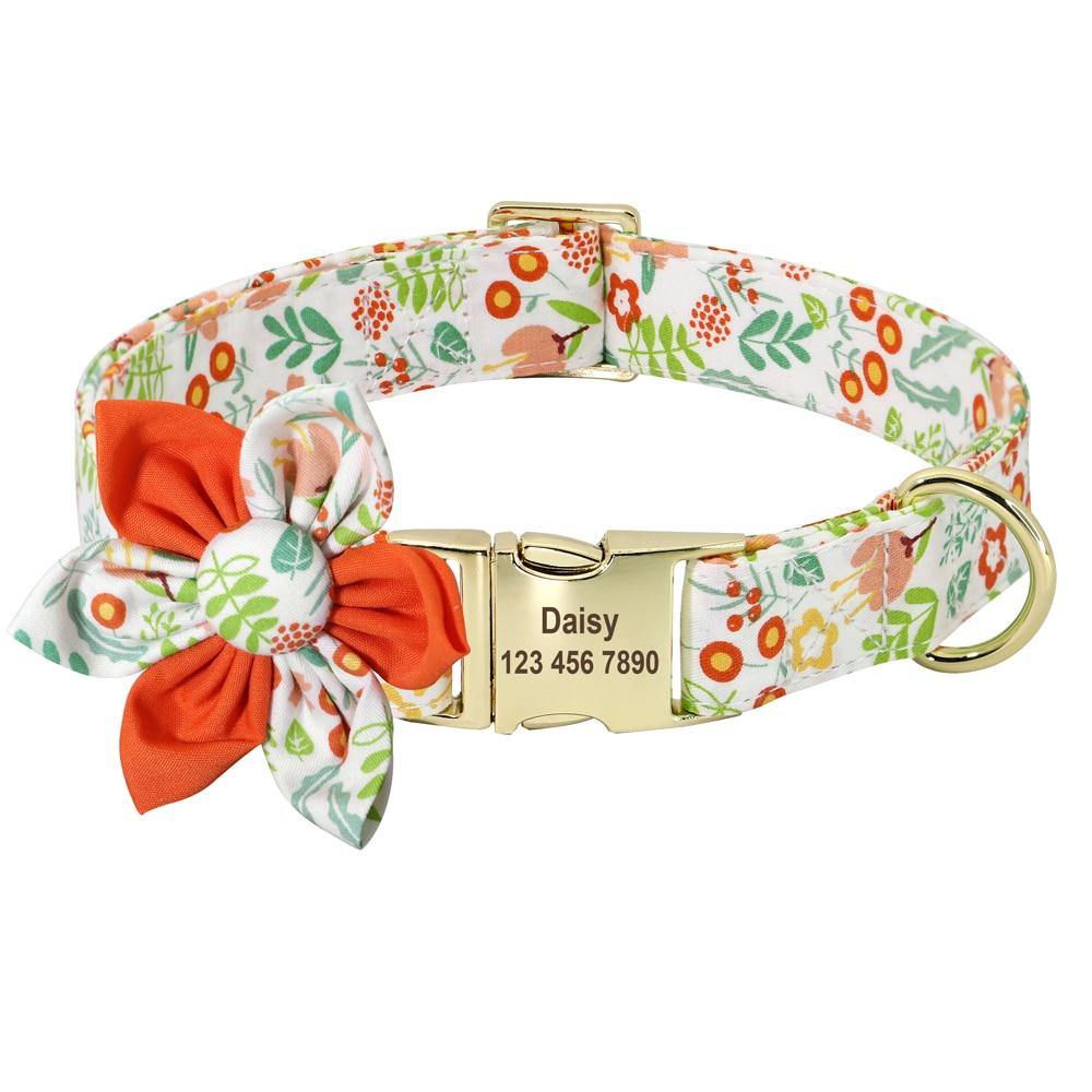 Personalized Floral Dog Collar