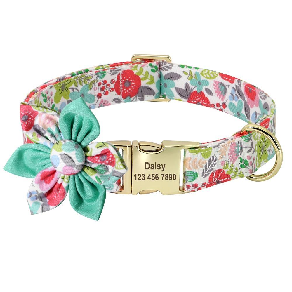 Personalized Floral Dog Collar