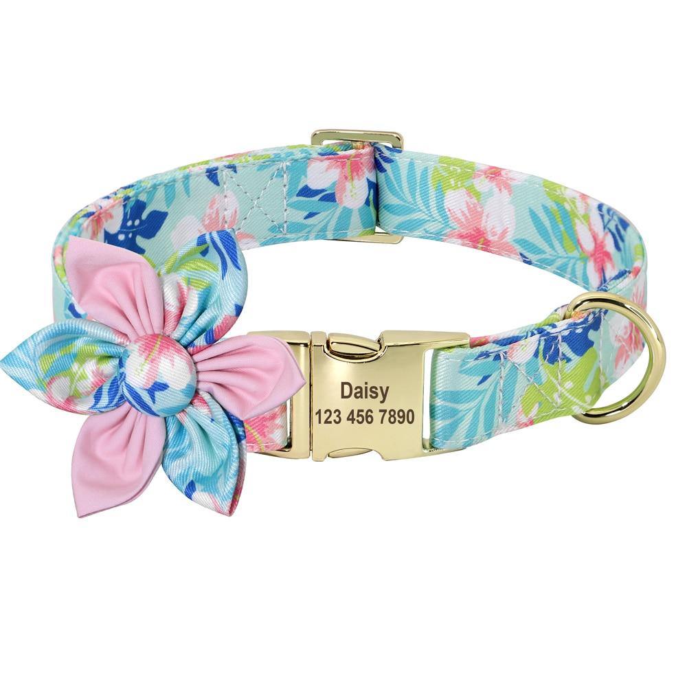 Personalized Floral Dog Collar