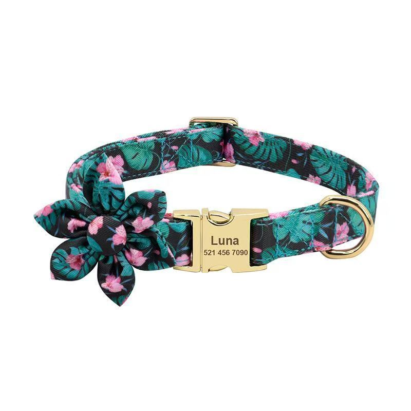 Personalized Floral Dog Collar