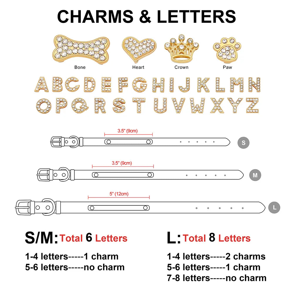 Moca™ Bling-Bling Custom Dog Collars with Name for Small and Medium Dogs