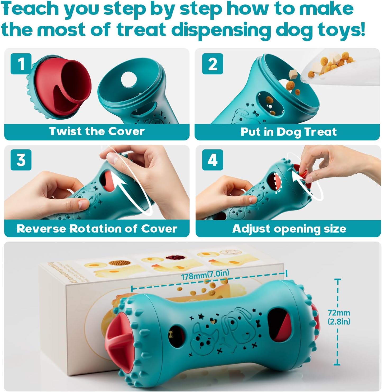InteractiveAdjustable Treat Dispensing Dog Toy on Brain Stimulation & Cognitive for Cats and Dogs