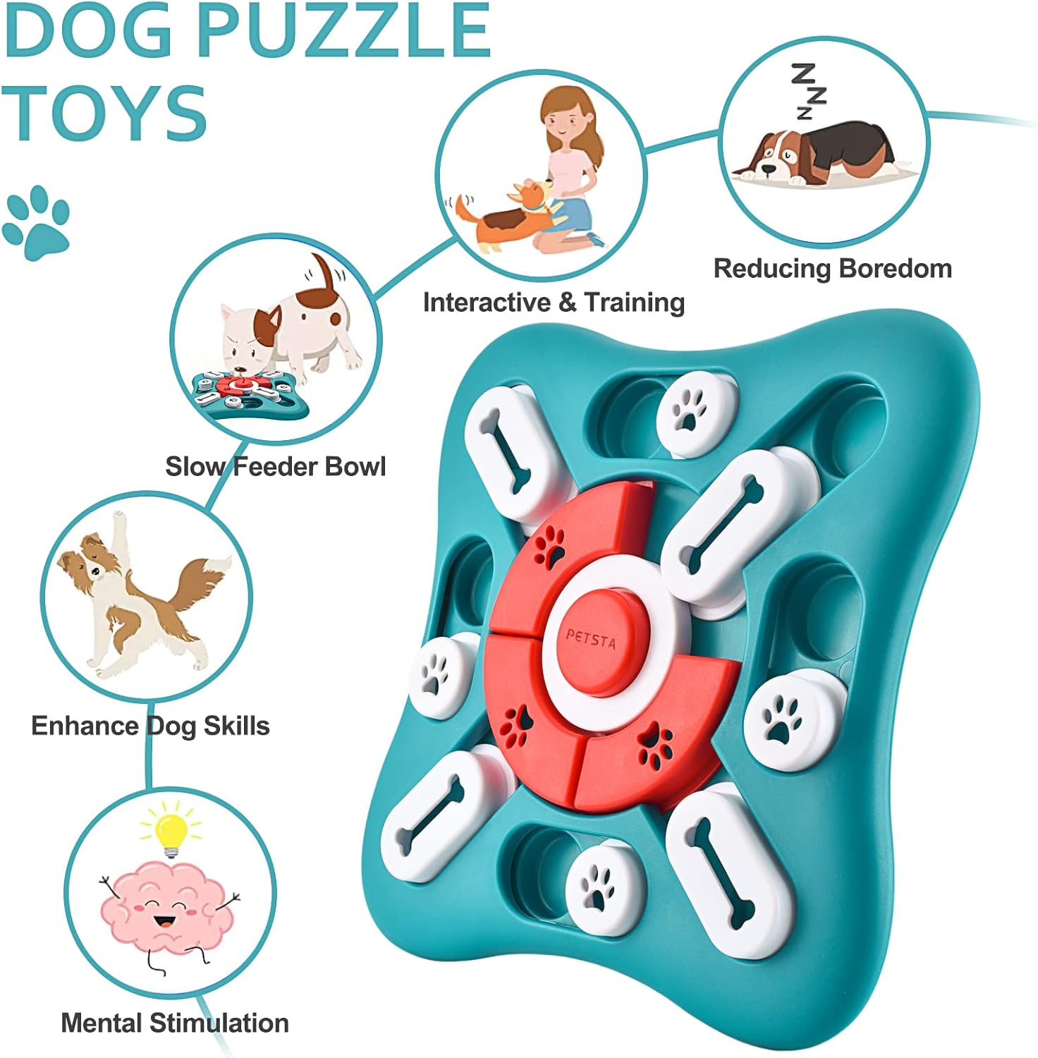 Dog Puzzle Toys for IQ Training and Brain Stimulation for Puppies, Cats, Dogs