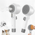 Pet grooming tool with bristle brush and nozzle on a white background
