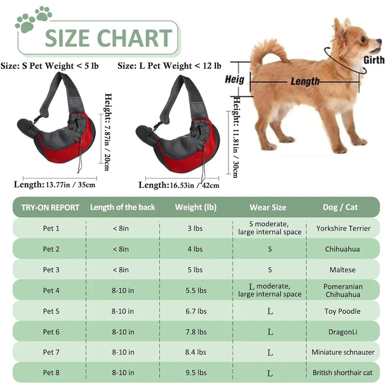 Mocapet Breathable Pet Sling Carrier for Small Dogs & Cats