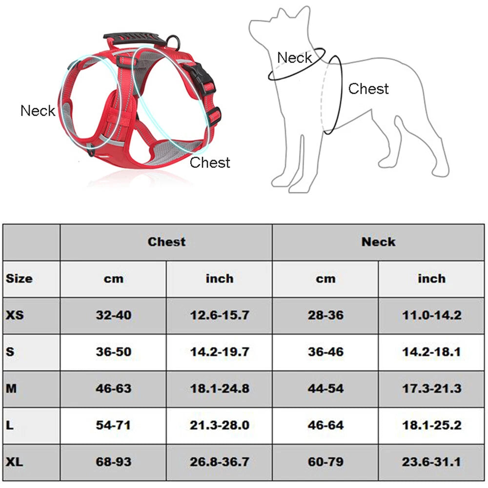 Tactical Dog Harness Vest with Handle & Reflective Straps